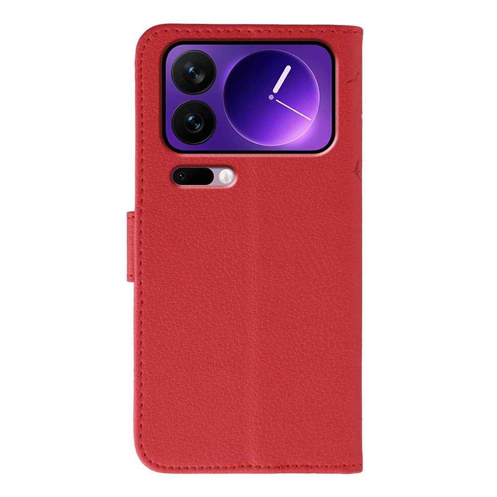 For Xiaomi 17 Pro Case Feather Imprint PU Leather Wallet Phone Cover - Red