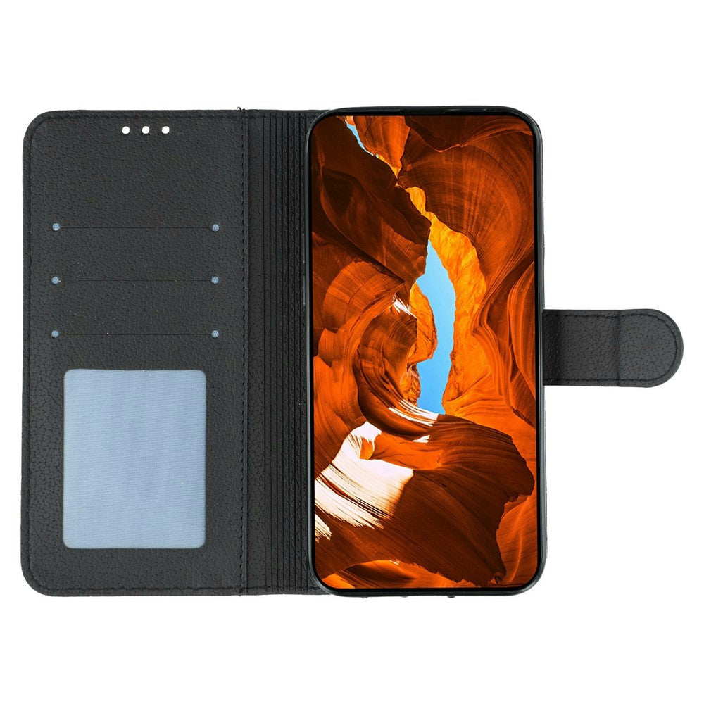 For Xiaomi 17 Pro Max Case Feather Imprint PU Leather Wallet Phone Cover - Black
