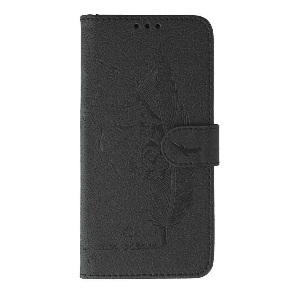 For Xiaomi 17 Pro Max Case Feather Imprint PU Leather Wallet Phone Cover - Black