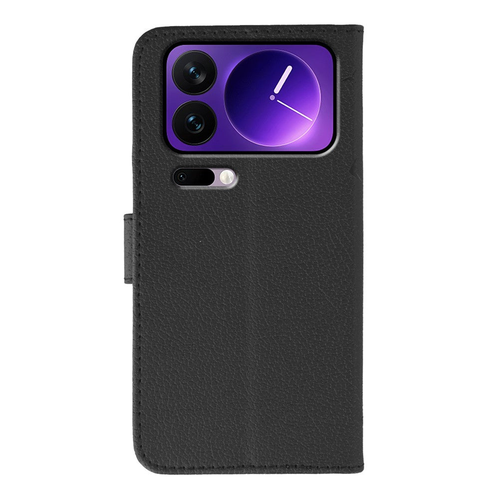 For Xiaomi 17 Pro Max Case Feather Imprint PU Leather Wallet Phone Cover - Black