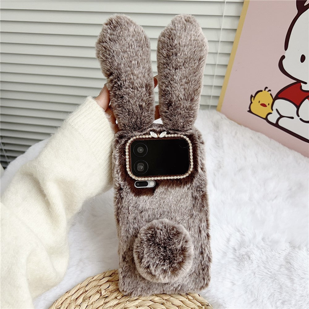 For Xiaomi 17 Pro Max Case Plush Cute Bunny Winter Fluffy TPU Phone Cover - Brown