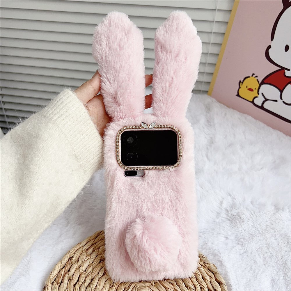 For Xiaomi 17 Pro Max Case Plush Cute Bunny Winter Fluffy TPU Phone Cover - Pink