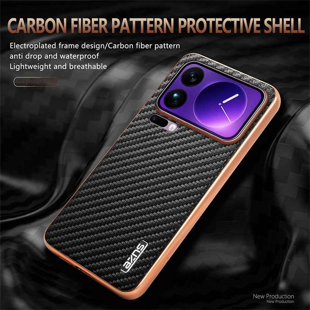 AZNS For Xiaomi 17 Pro Case Electroplating Carbon Fiber Texture PU + TPU Phone Cover - Green