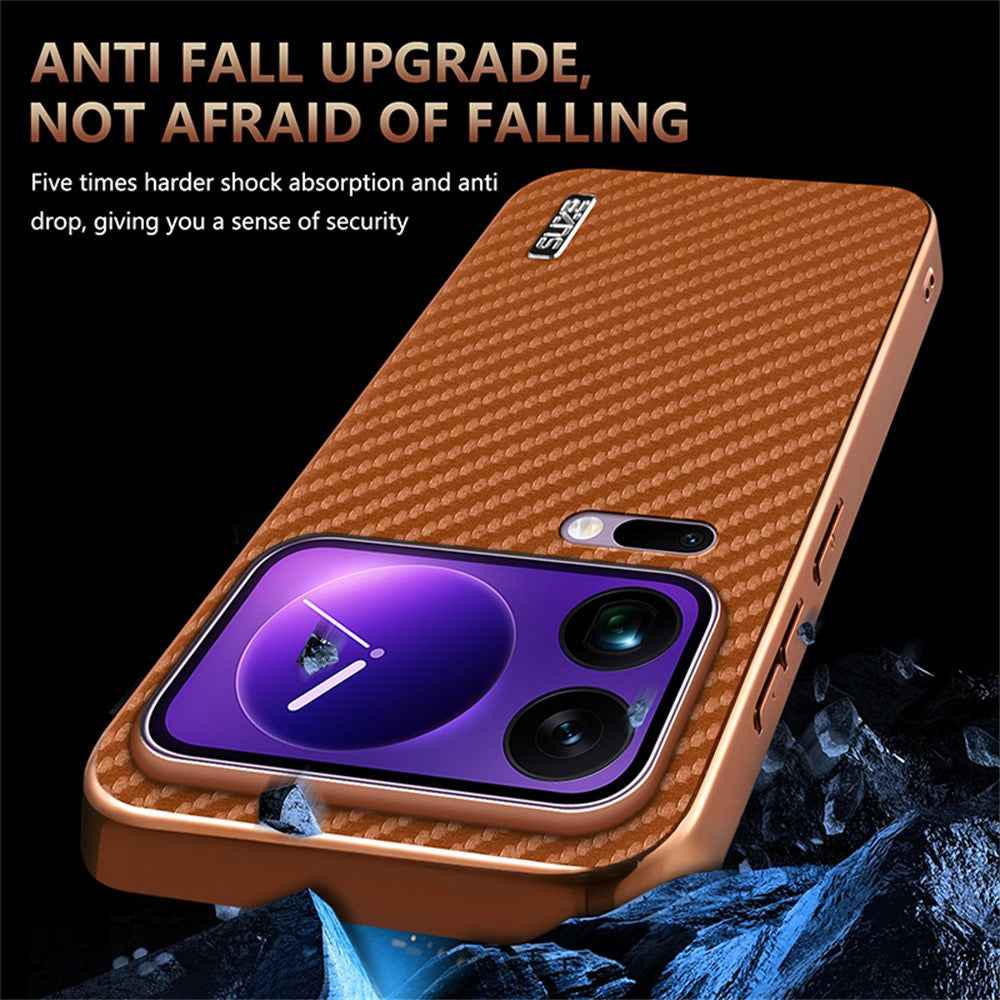 AZNS For Xiaomi 17 Pro Case Electroplating Carbon Fiber Texture PU + TPU Phone Cover - Green