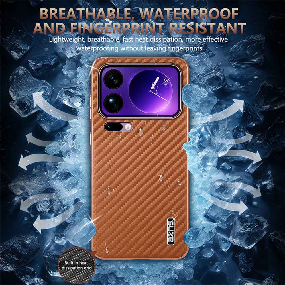 AZNS For Xiaomi 17 Pro Case Electroplating Carbon Fiber Texture PU + TPU Phone Cover - Green