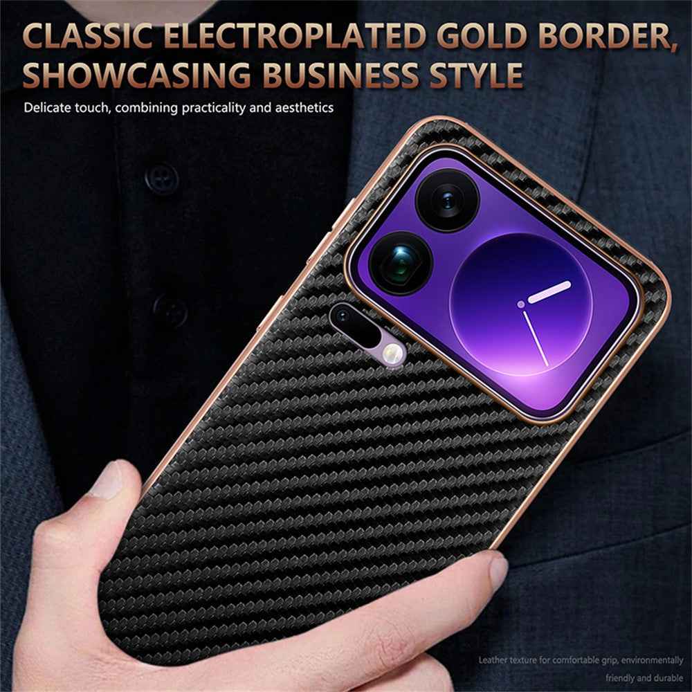AZNS For Xiaomi 17 Pro Case Electroplating Carbon Fiber Texture PU + TPU Phone Cover - Green