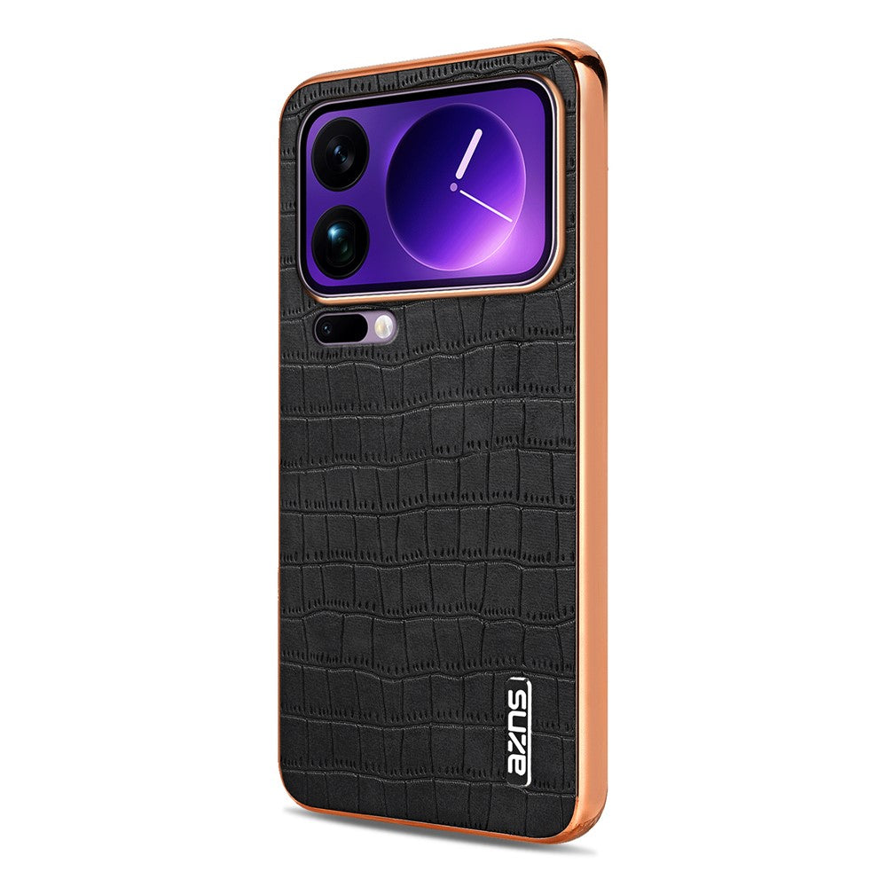 AZNS For Xiaomi 17 Pro Max Case Electroplating Crocodile Texture PU + TPU Phone Cover - Black