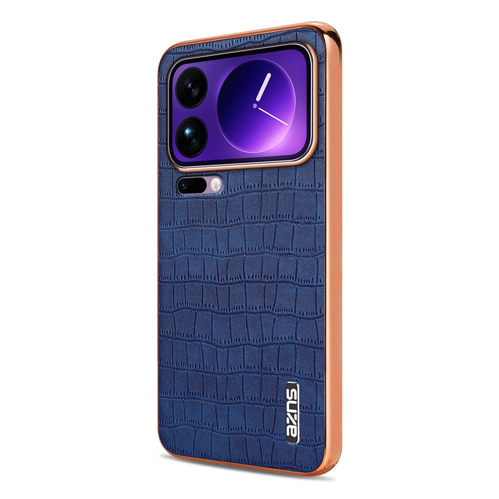 AZNS For Xiaomi 17 Pro Max Case Electroplating Crocodile Texture PU + TPU Phone Cover - Blue