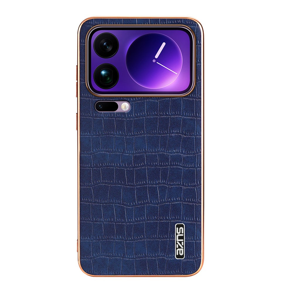 AZNS For Xiaomi 17 Pro Max Case Electroplating Crocodile Texture PU + TPU Phone Cover - Blue