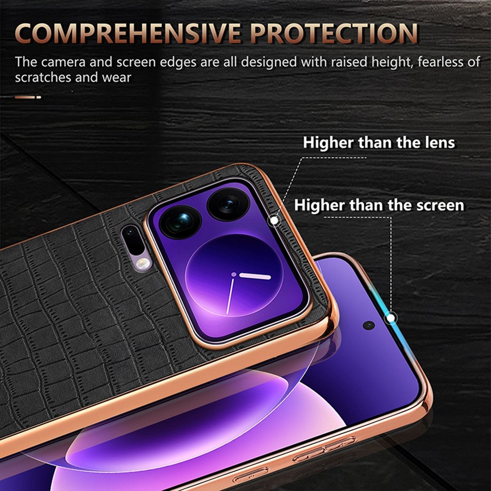 AZNS For Xiaomi 17 Pro Max Case Electroplating Crocodile Texture PU + TPU Phone Cover - Blue