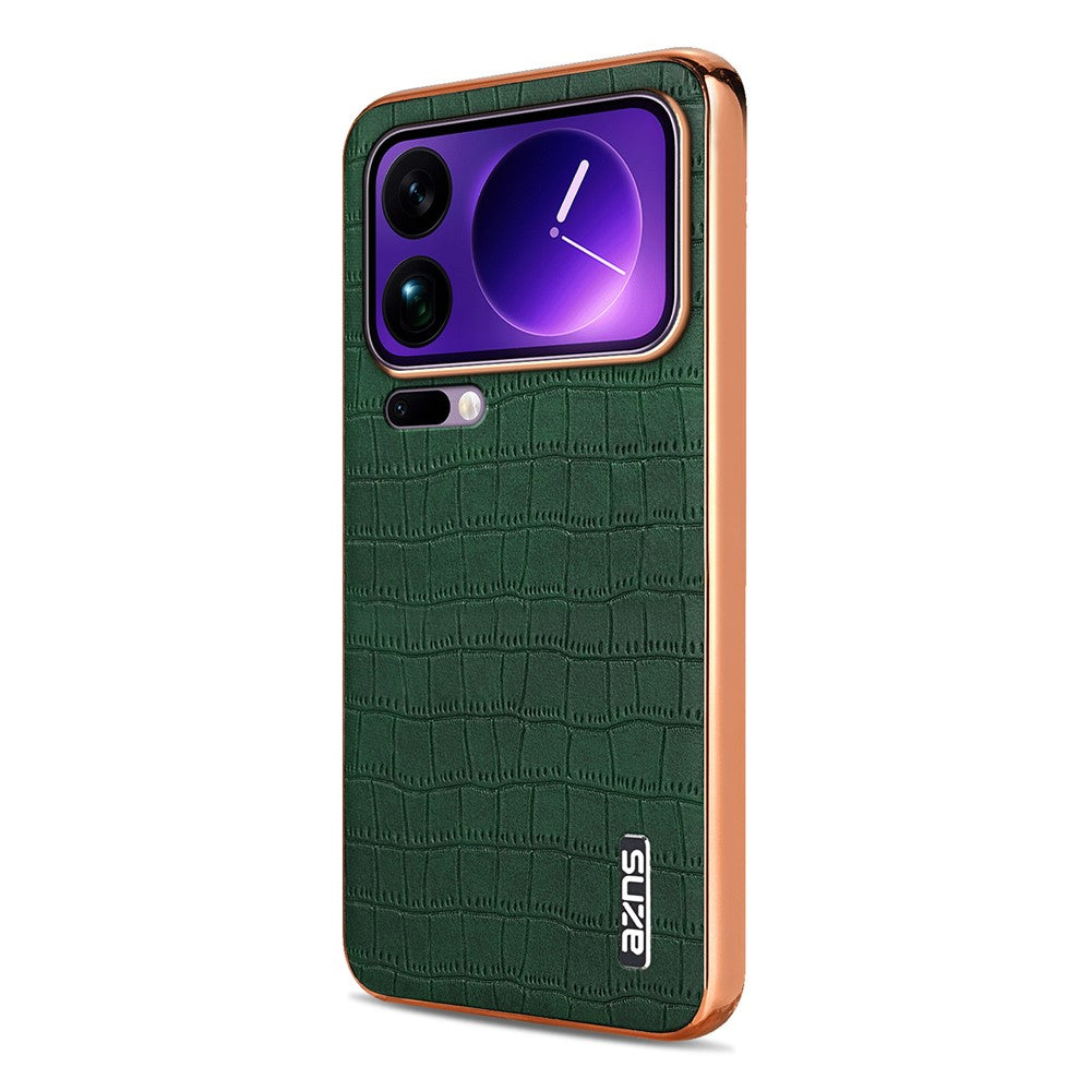 AZNS For Xiaomi 17 Pro Max Case Electroplating Crocodile Texture PU + TPU Phone Cover - Green