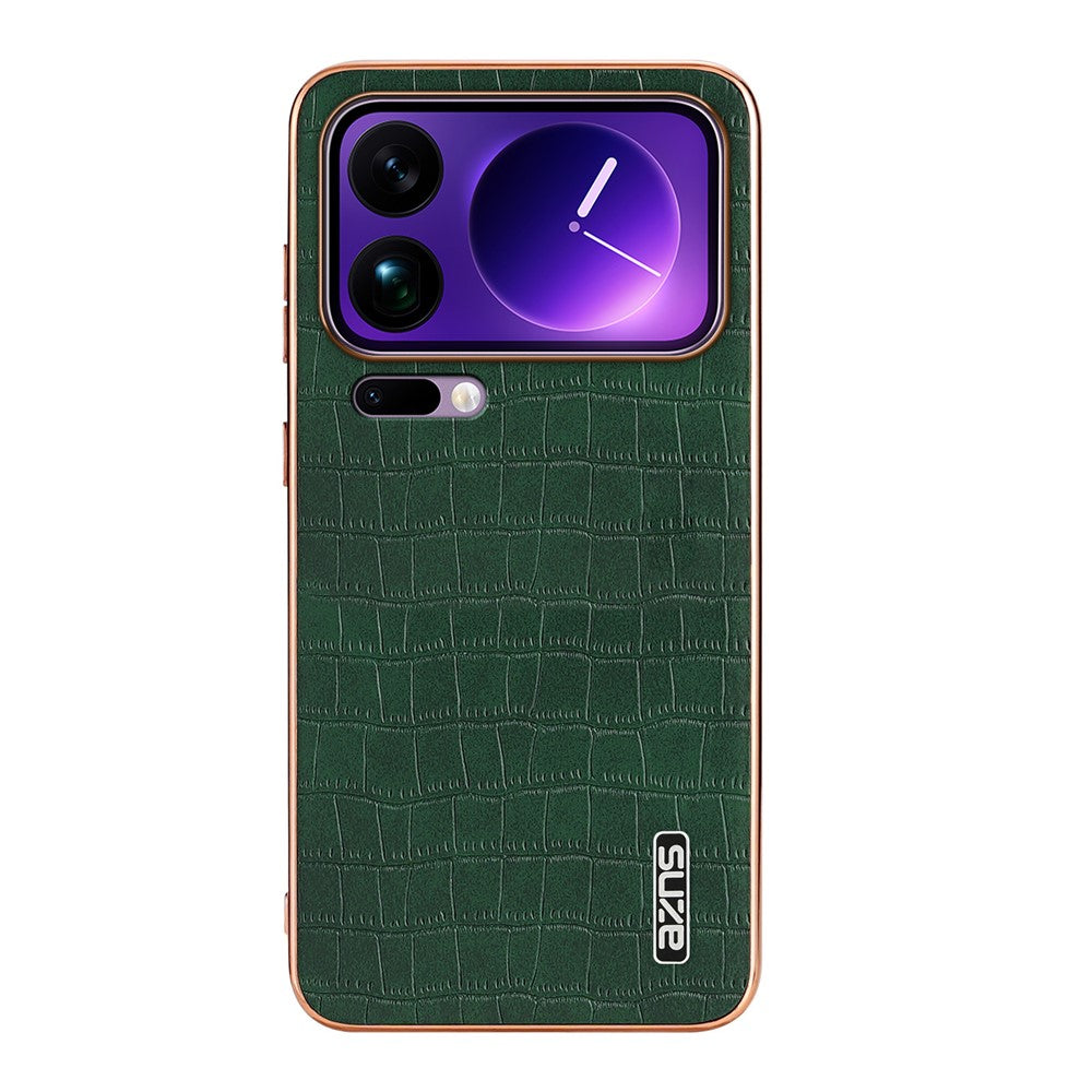 AZNS For Xiaomi 17 Pro Max Case Electroplating Crocodile Texture PU + TPU Phone Cover - Green