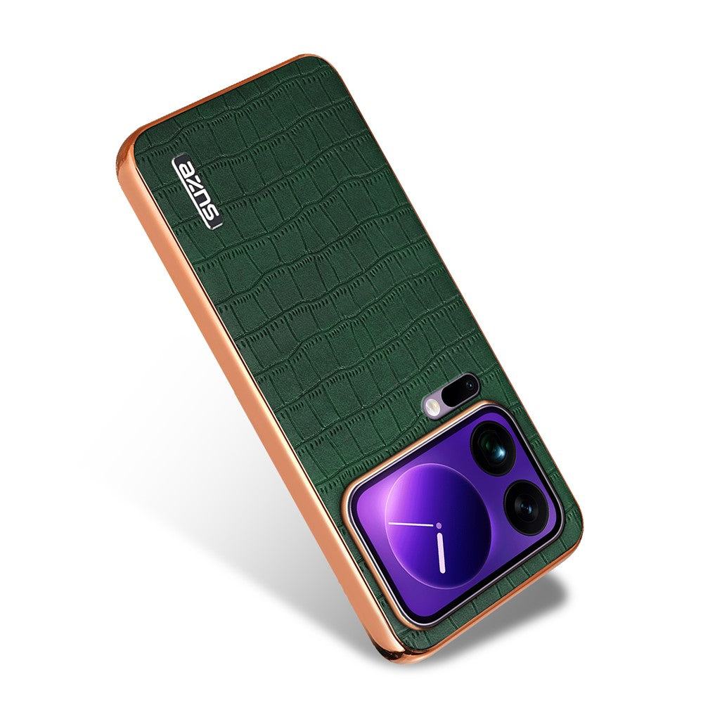 AZNS For Xiaomi 17 Pro Max Case Electroplating Crocodile Texture PU + TPU Phone Cover - Green