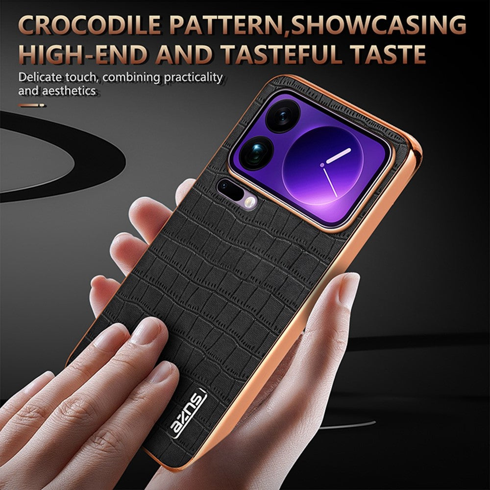 AZNS For Xiaomi 17 Pro Max Case Electroplating Crocodile Texture PU + TPU Phone Cover - Green