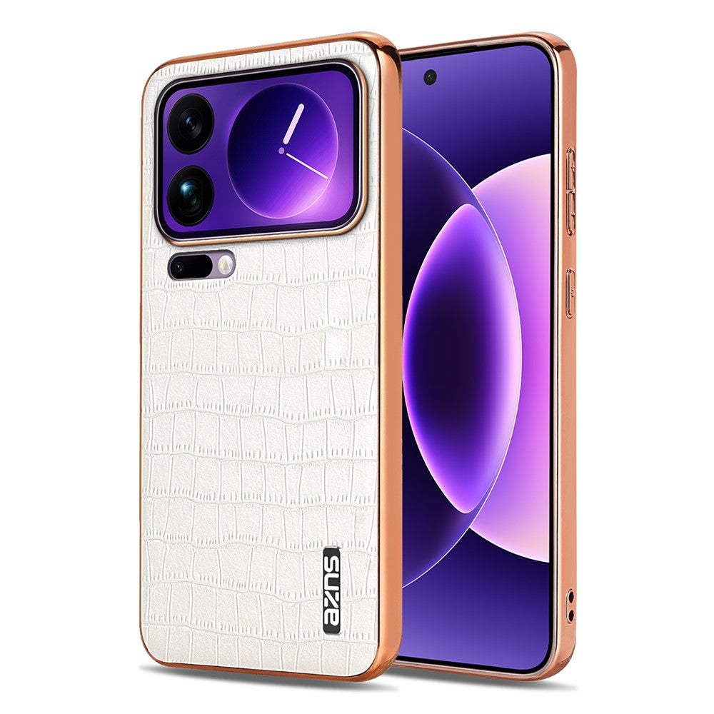 AZNS For Xiaomi 17 Pro Max Case Electroplating Crocodile Texture PU + TPU Phone Cover - White