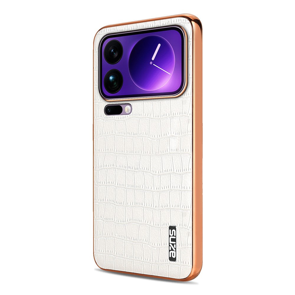AZNS For Xiaomi 17 Pro Max Case Electroplating Crocodile Texture PU + TPU Phone Cover - White