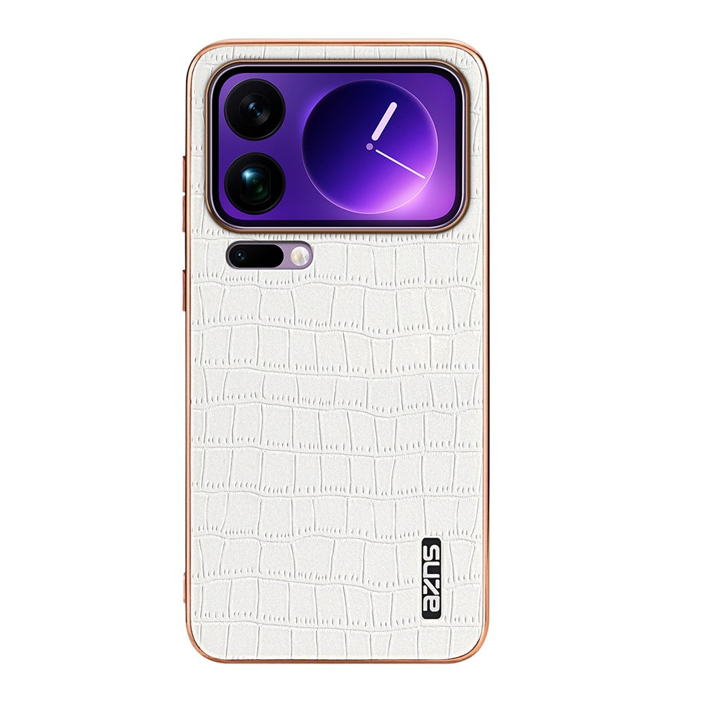AZNS For Xiaomi 17 Pro Max Case Electroplating Crocodile Texture PU + TPU Phone Cover - White