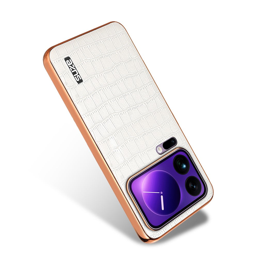 AZNS For Xiaomi 17 Pro Max Case Electroplating Crocodile Texture PU + TPU Phone Cover - White