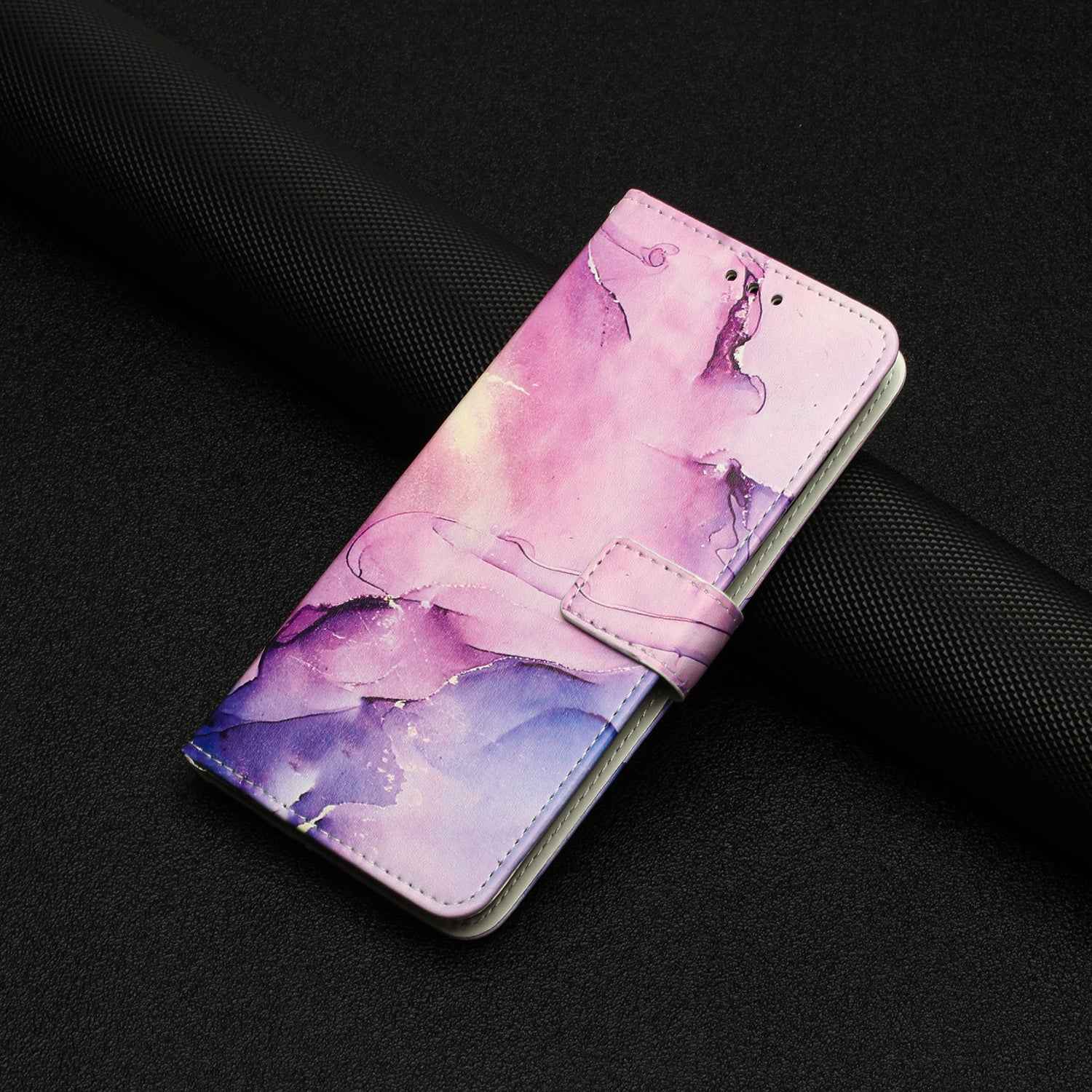 For Xiaomi 17 Pro Stand Case Marble Pattern PU Leather Wallet Phone Cover - Purple