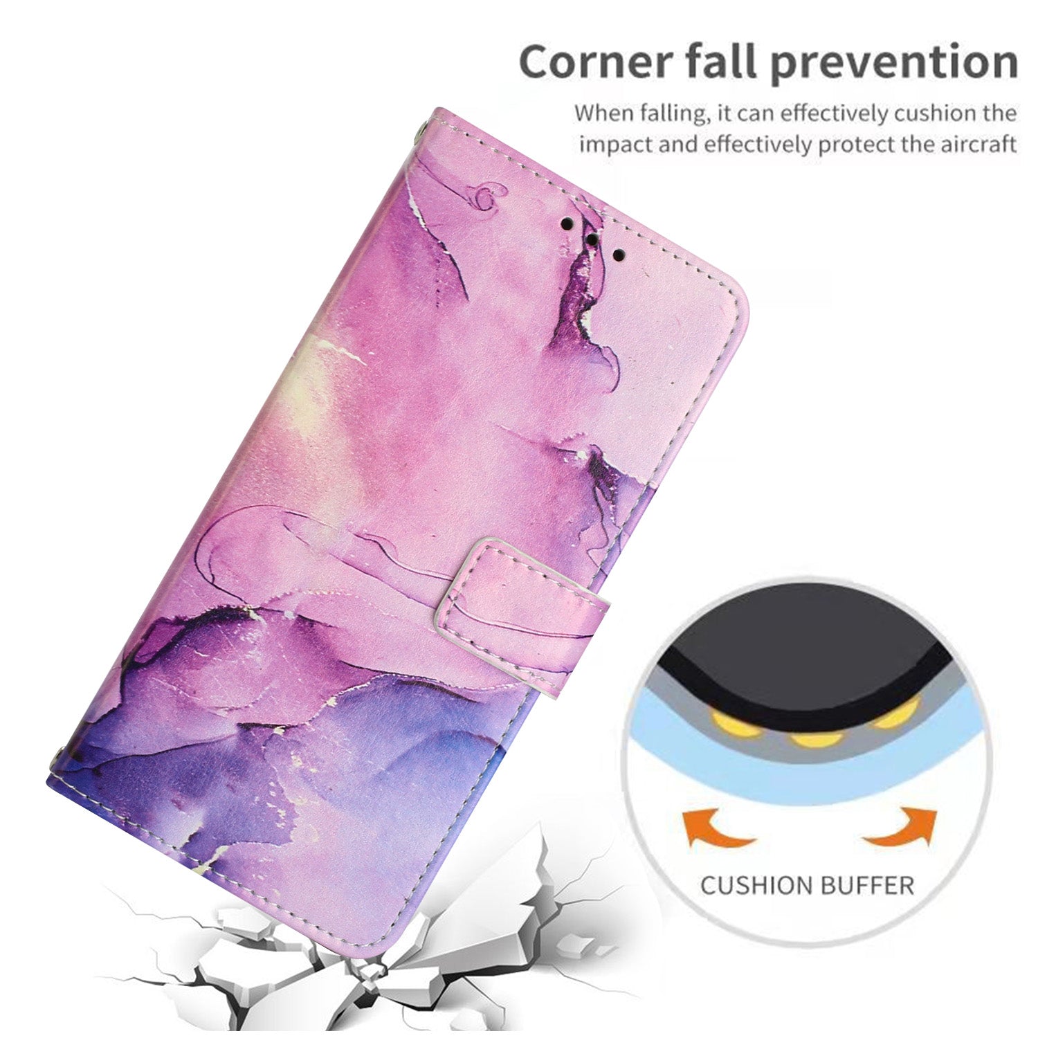 For Xiaomi 17 Pro Max Stand Case Marble Pattern PU Leather Wallet Phone Cover - Purple
