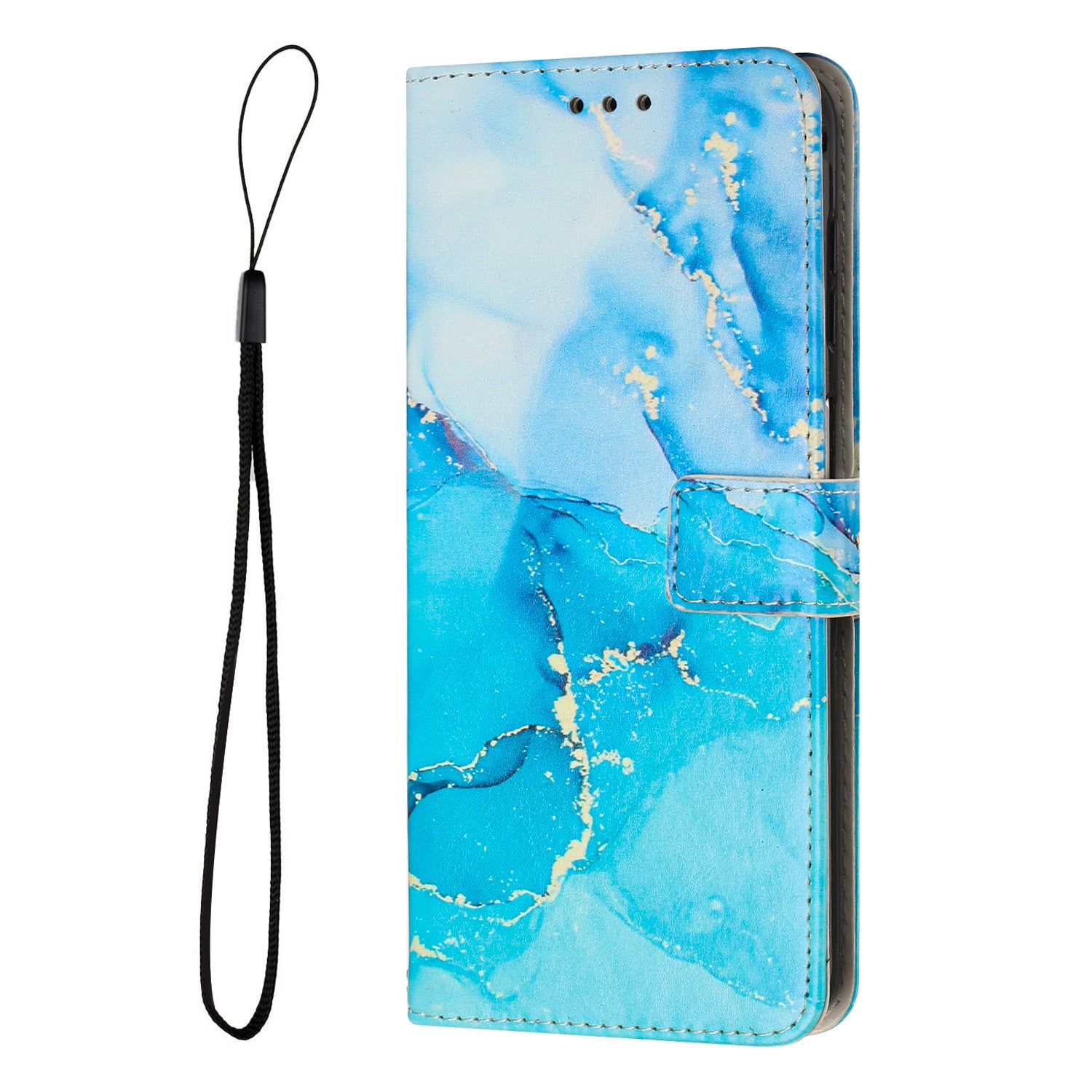 For Xiaomi 17 Pro Max Stand Case Marble Pattern PU Leather Wallet Phone Cover - Blue / Green