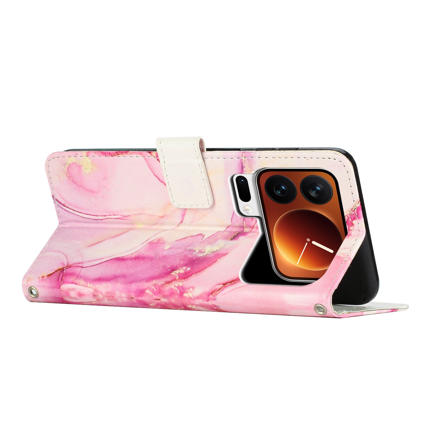 For Xiaomi 17 Pro Max Stand Case Marble Pattern PU Leather Wallet Phone Cover - Rose Gold