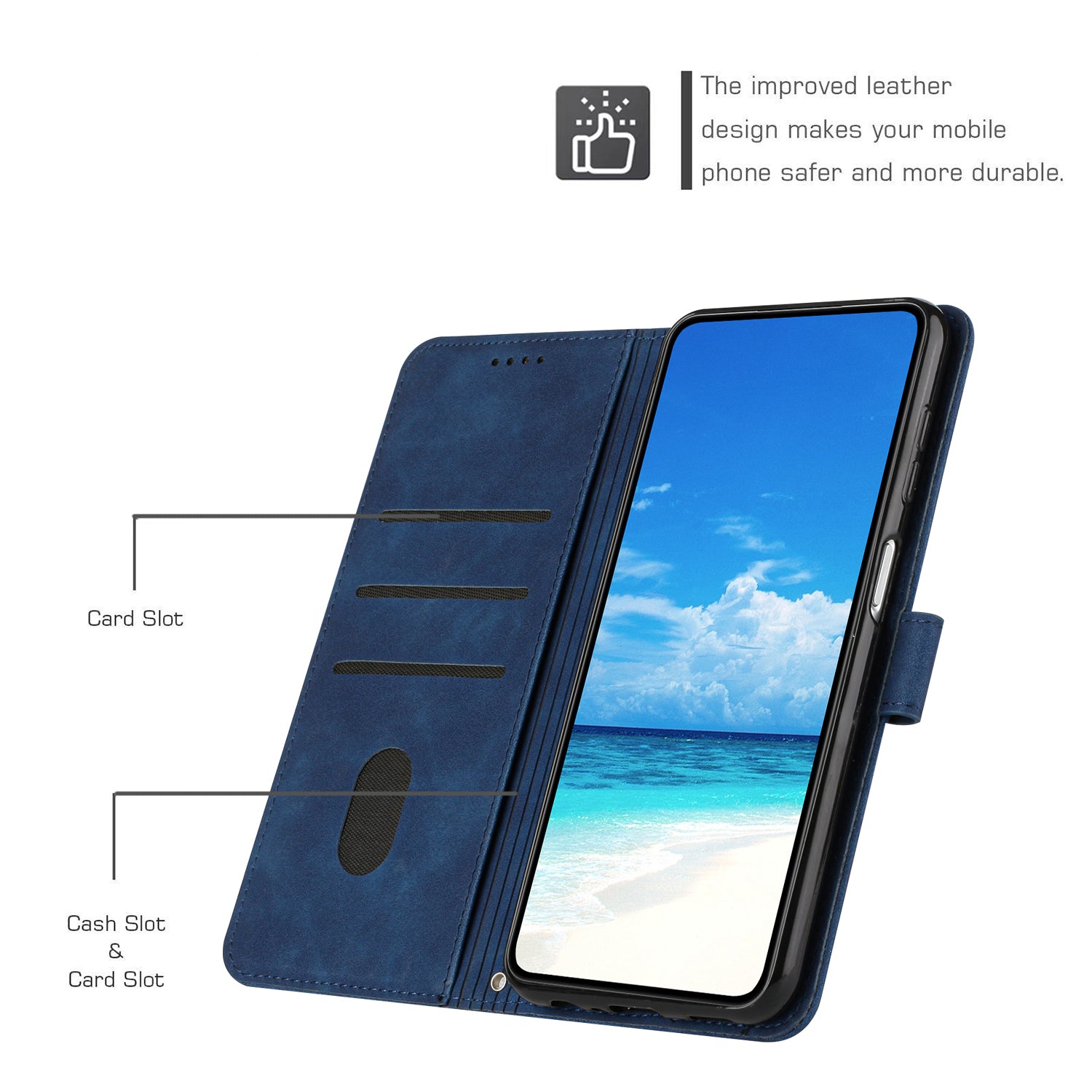 For Xiaomi 17 Pro Max Stand Case PU Leather Phone Cover Imprinted Heart Pattern - Blue