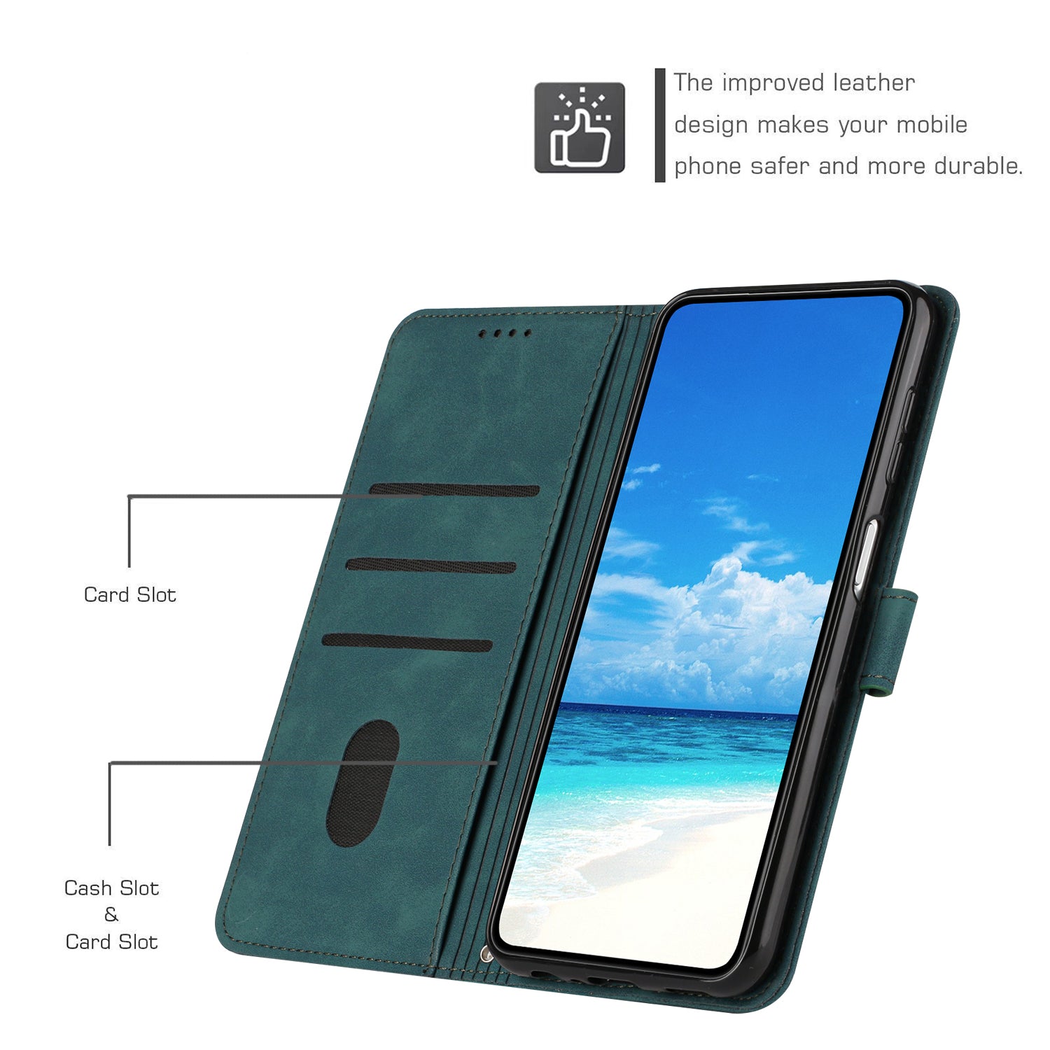 For Xiaomi 17 Pro Max Stand Case PU Leather Phone Cover Imprinted Heart Pattern - Green