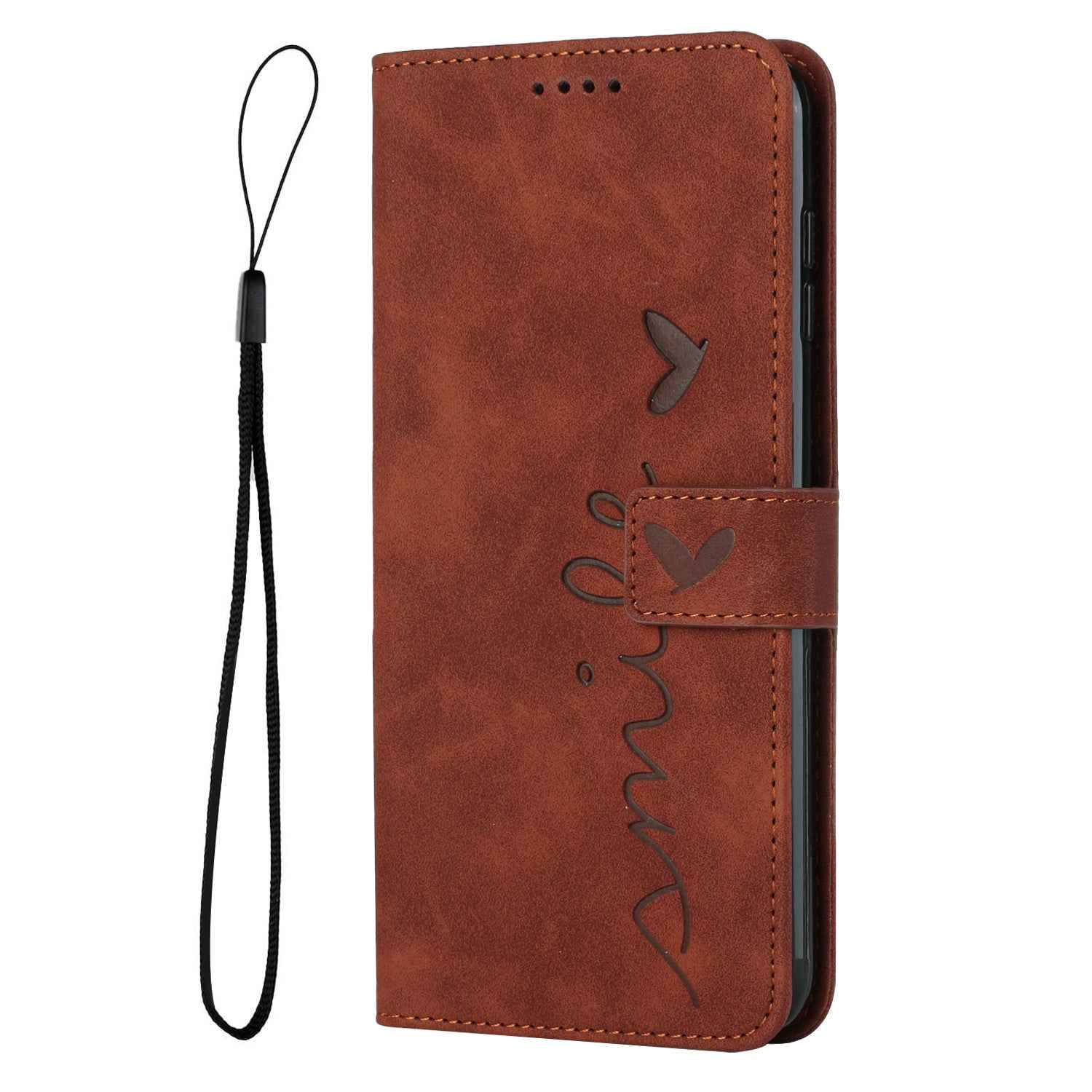 For Xiaomi 17 Pro Stand Case PU Leather Phone Cover Imprinted Heart Pattern - Brown