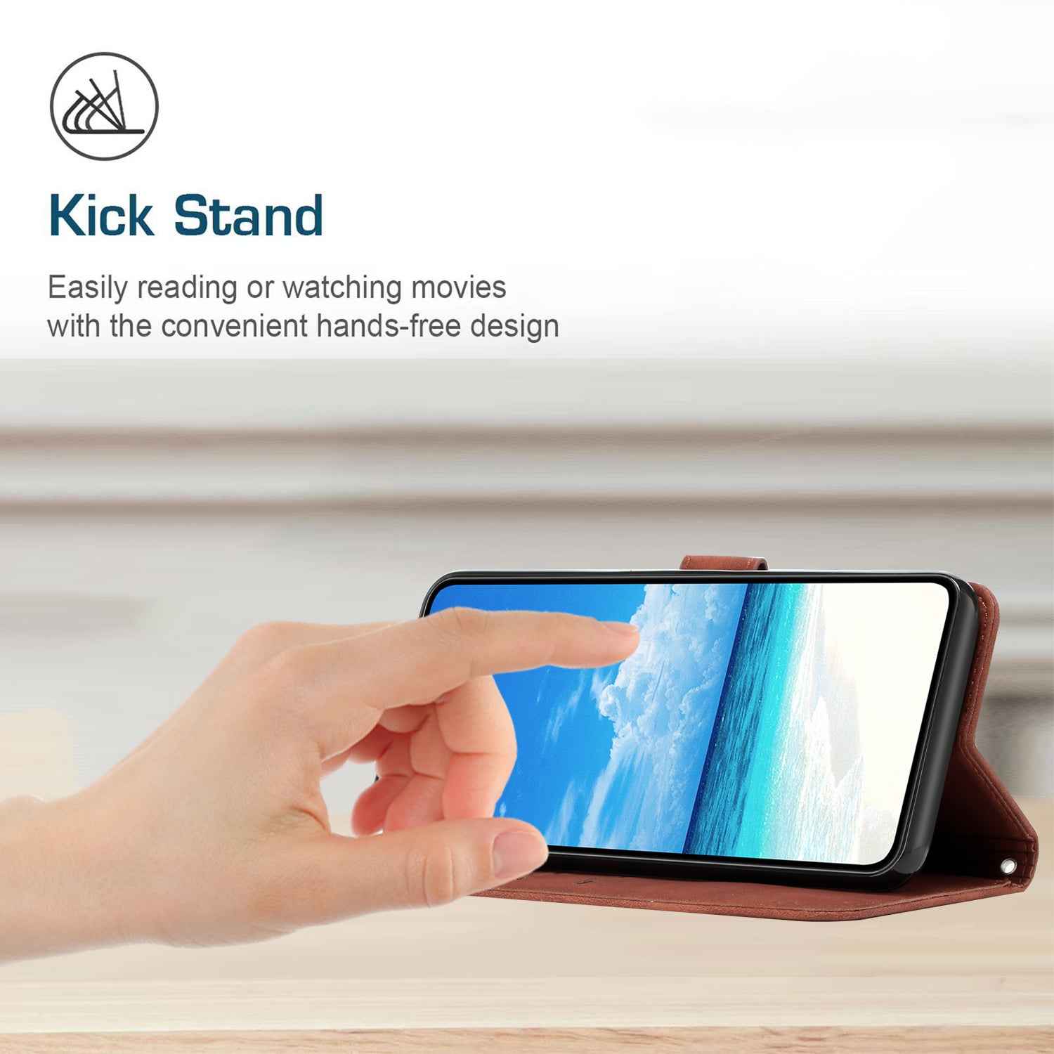 For Xiaomi 17 Pro Stand Case PU Leather Phone Cover Imprinted Heart Pattern - Brown