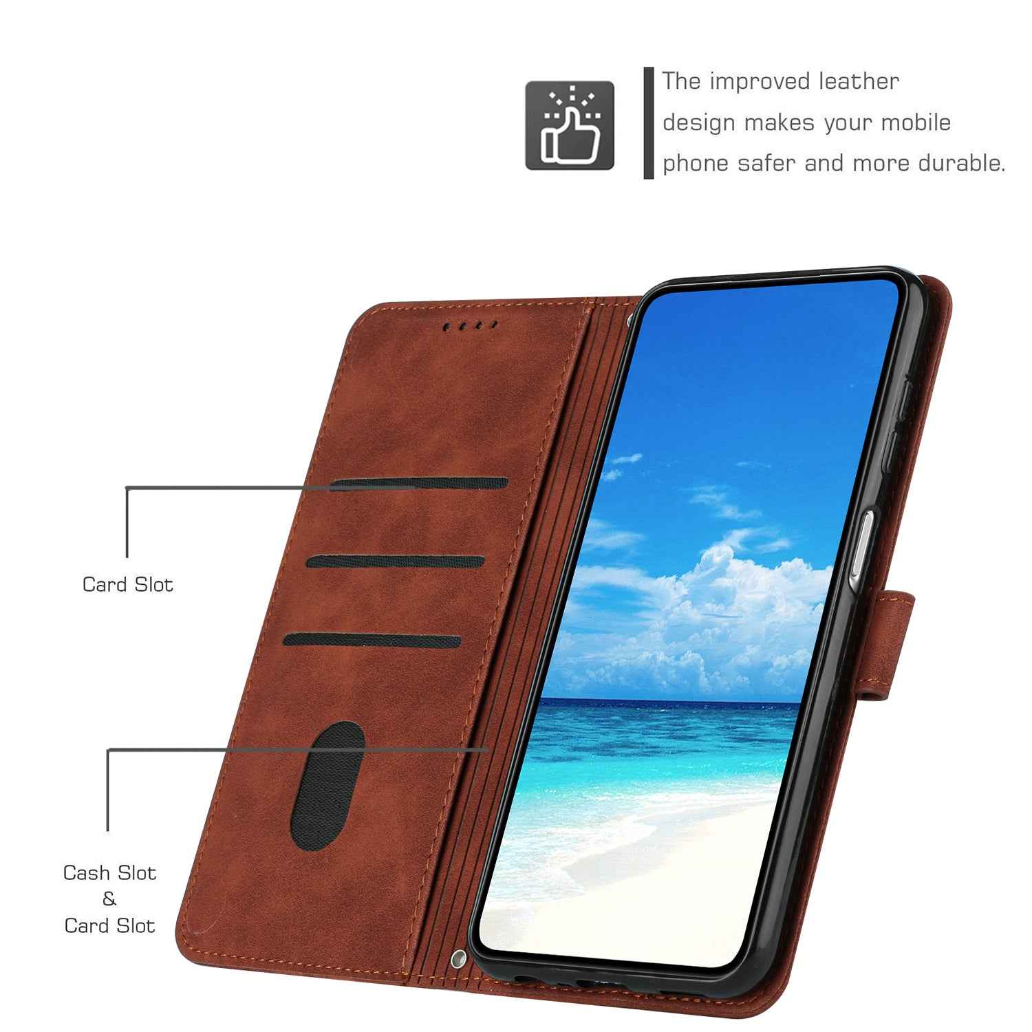 For Xiaomi 17 Pro Stand Case PU Leather Phone Cover Imprinted Heart Pattern - Brown