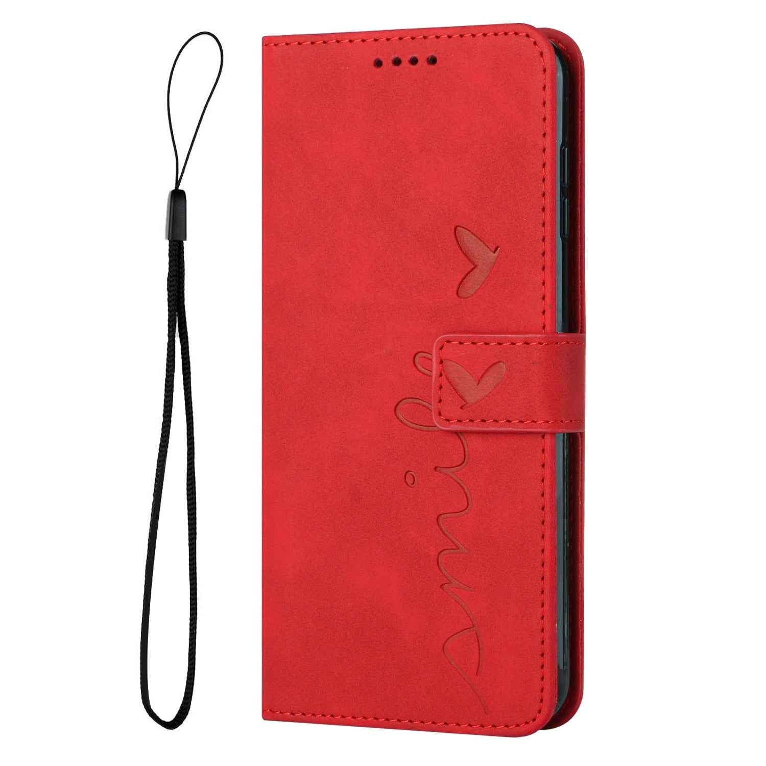 For Xiaomi 17 Pro Stand Case PU Leather Phone Cover Imprinted Heart Pattern - Red