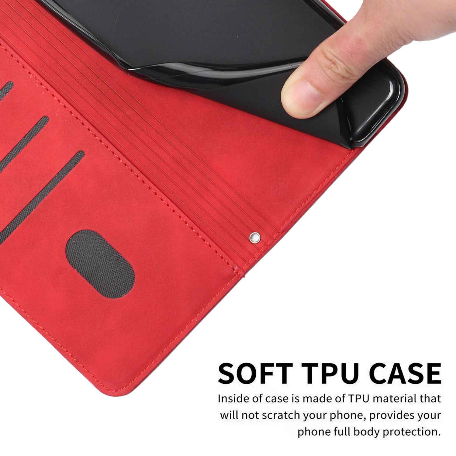 For Xiaomi 17 Pro Stand Case PU Leather Phone Cover Imprinted Heart Pattern - Red