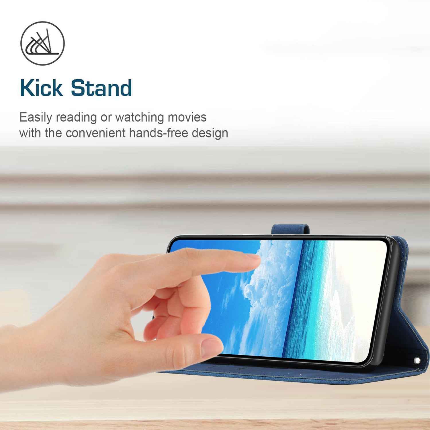 For Xiaomi 17 Pro Stand Case PU Leather Phone Cover Imprinted Heart Pattern - Blue