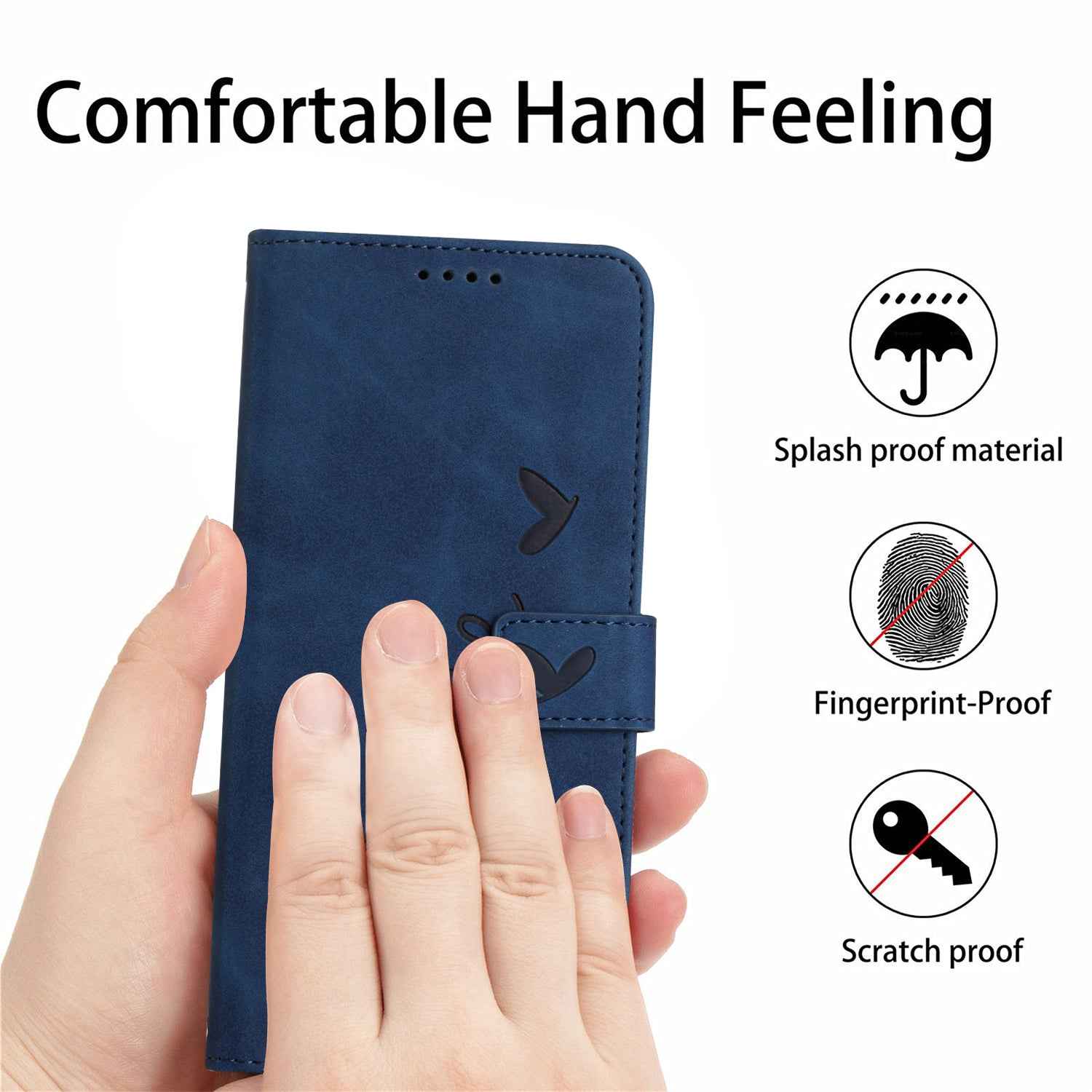 For Xiaomi 17 Pro Stand Case PU Leather Phone Cover Imprinted Heart Pattern - Blue