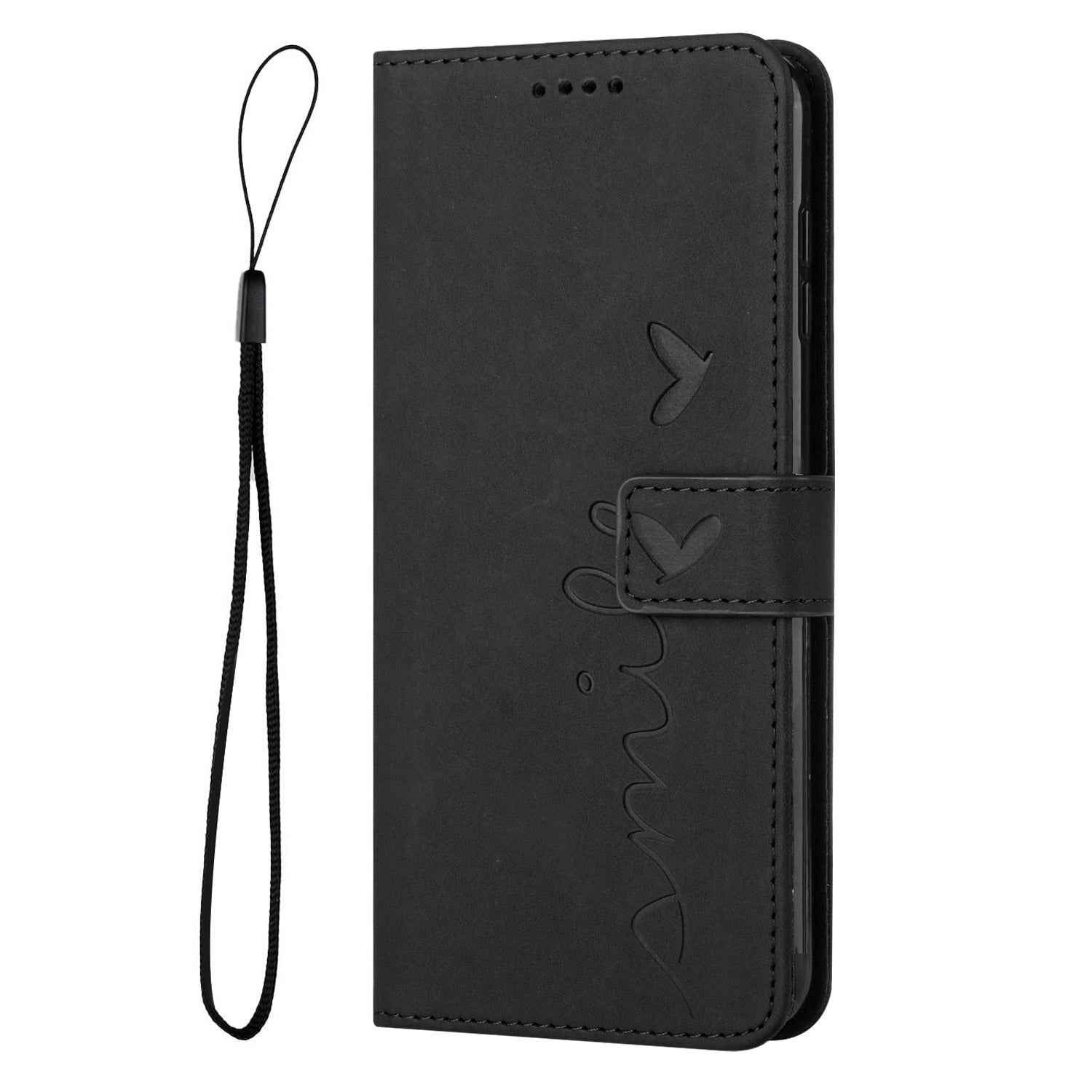 For Xiaomi 17 Pro Stand Case PU Leather Phone Cover Imprinted Heart Pattern - Black