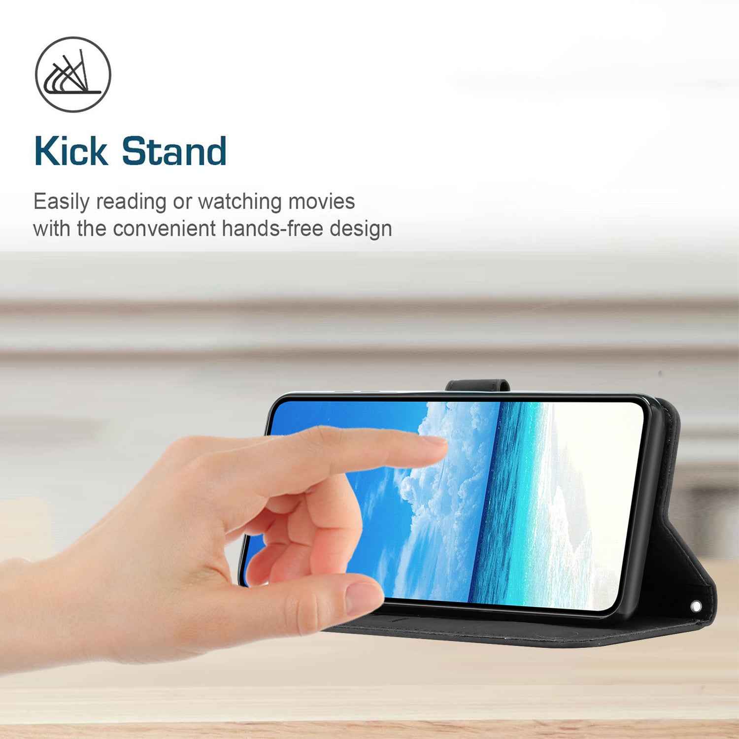 For Xiaomi 17 Pro Stand Case PU Leather Phone Cover Imprinted Heart Pattern - Black