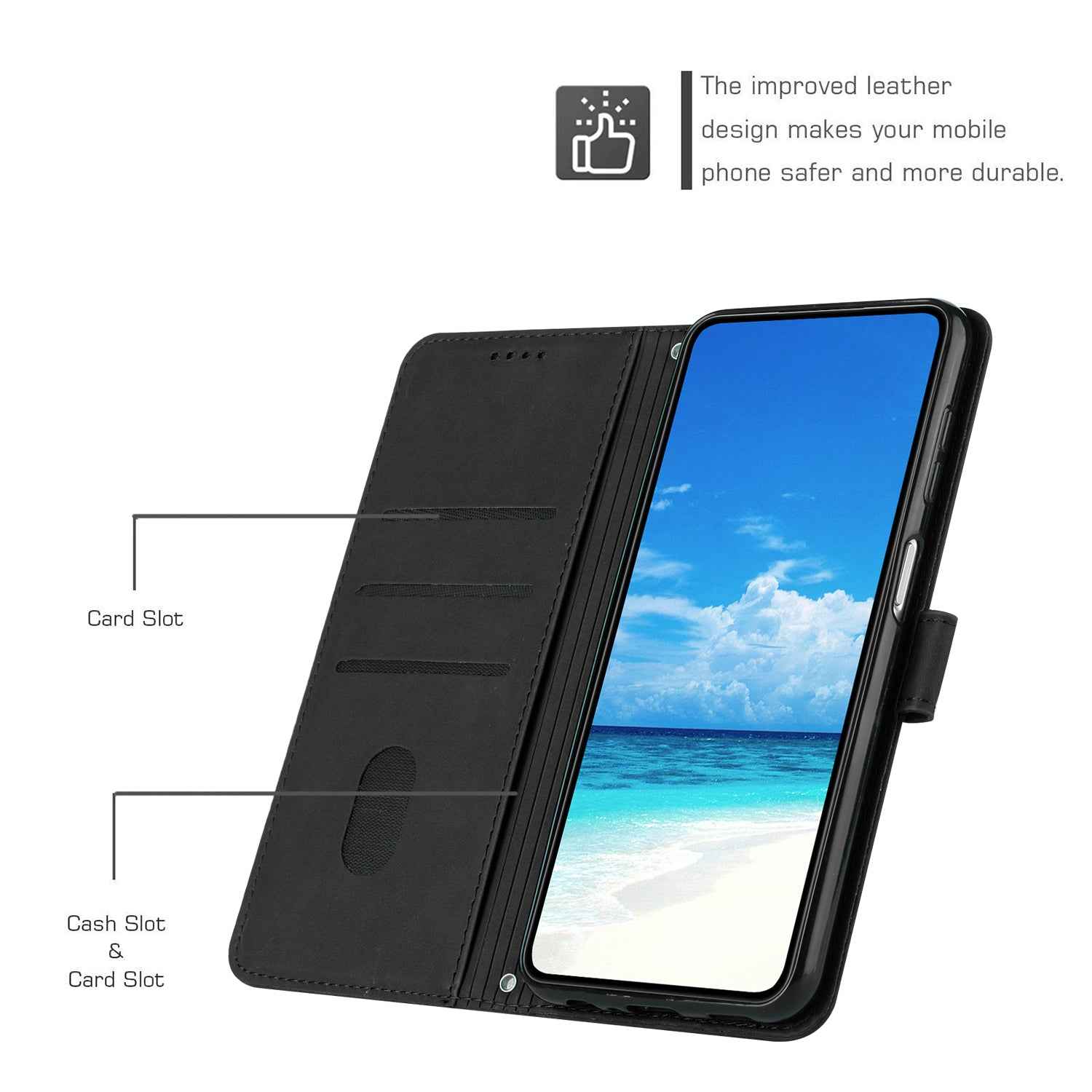 For Xiaomi 17 Pro Stand Case PU Leather Phone Cover Imprinted Heart Pattern - Black