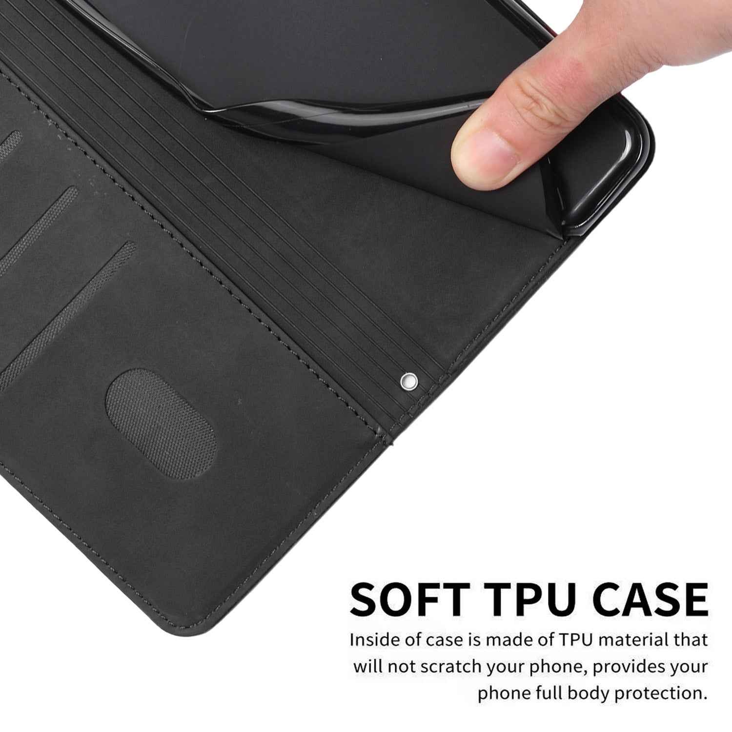 For Xiaomi 17 Pro Stand Case PU Leather Phone Cover Imprinted Heart Pattern - Black