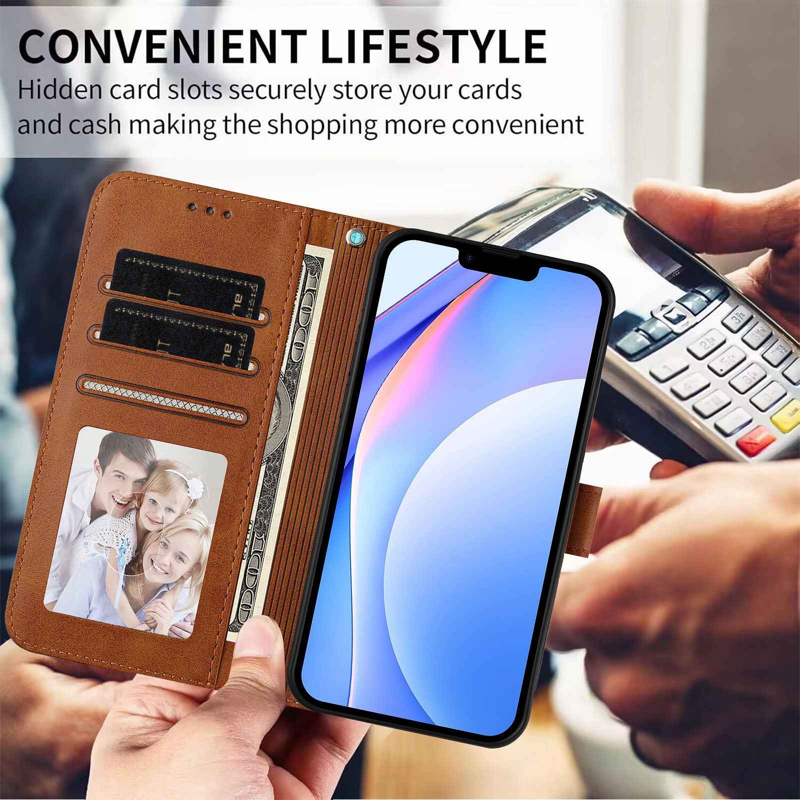 For Xiaomi 17 Pro Wallet Case RFID Blocking Calf Texture Leather Stand Phone Cover with Strap - Brown