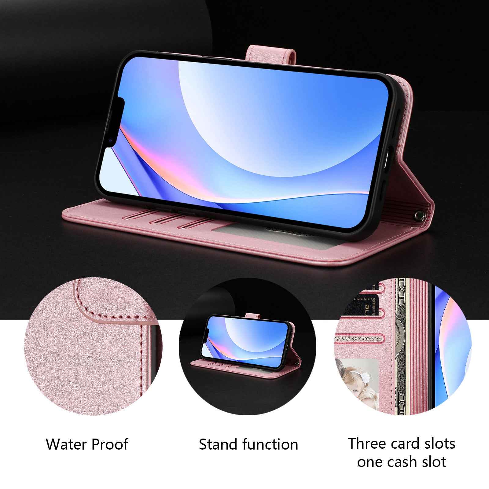 For Xiaomi 17 Pro Wallet Case RFID Blocking Calf Texture Leather Stand Phone Cover with Strap - Pink