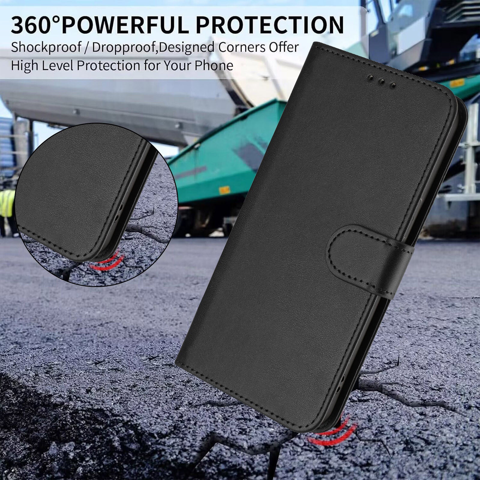 For Xiaomi 17 Pro Max Wallet Case RFID Blocking Calf Texture Leather Stand Phone Cover with Strap - Black