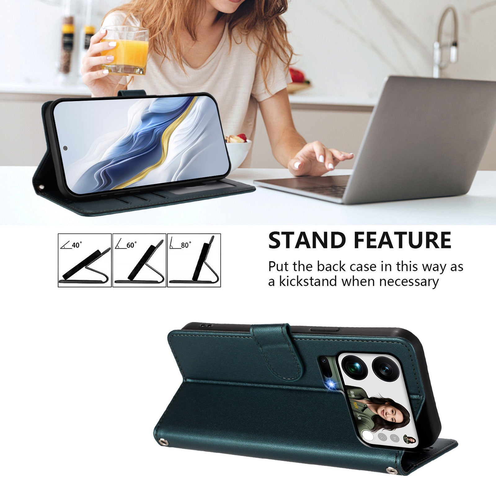 For Xiaomi 17 Pro Max Wallet Case with Wrist Strap Love Cat Pattern Imprint Leather Phone Cover - Green
