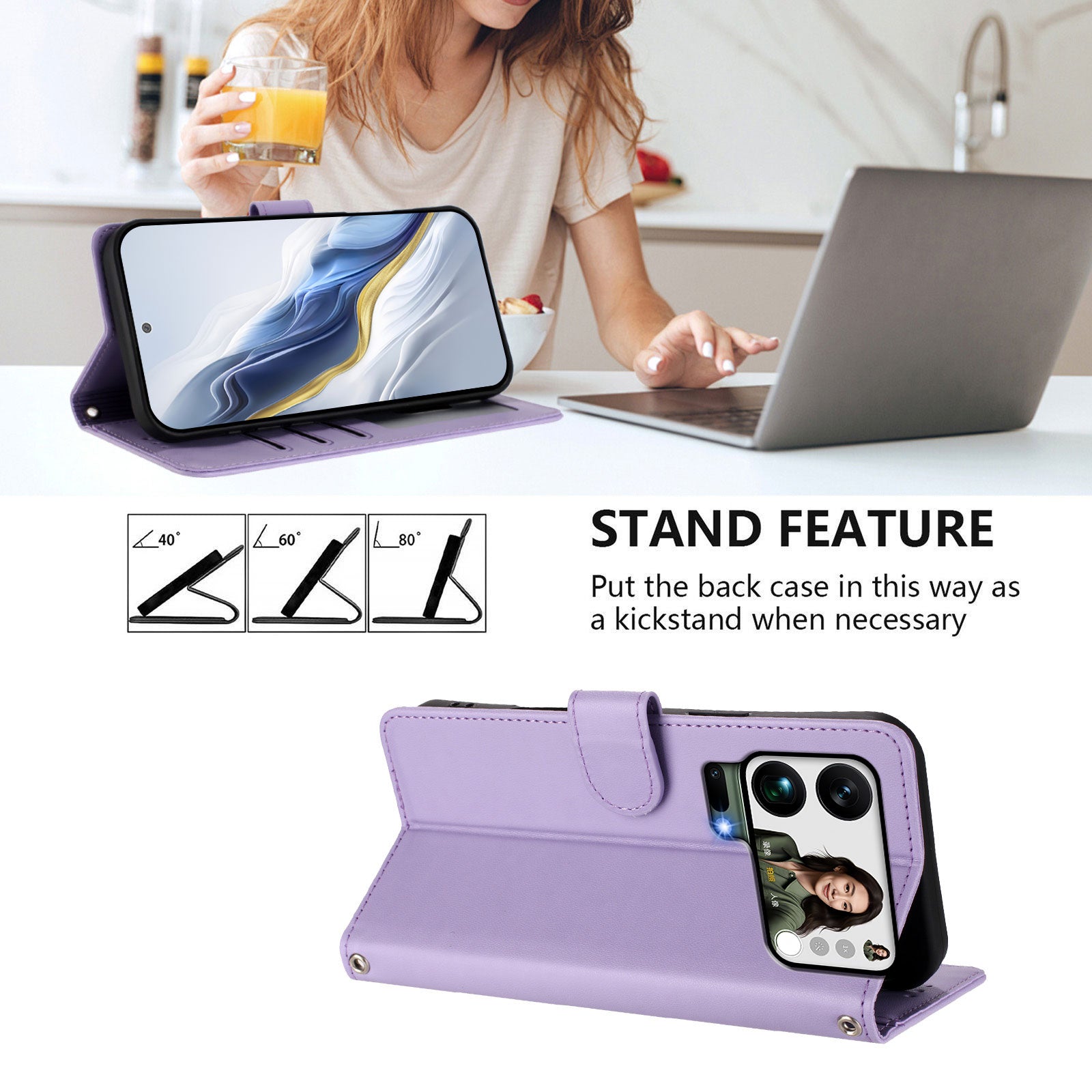 For Xiaomi 17 Pro Max Wallet Case with Wrist Strap Love Cat Pattern Imprint Leather Phone Cover - Light Purple