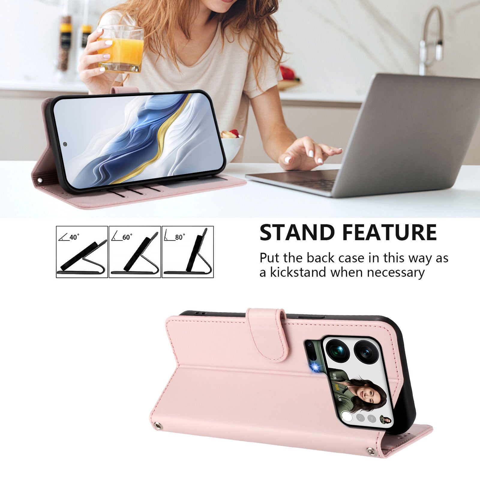 For Xiaomi 17 Pro Max Wallet Case with Wrist Strap Love Cat Pattern Imprint Leather Phone Cover - Pink