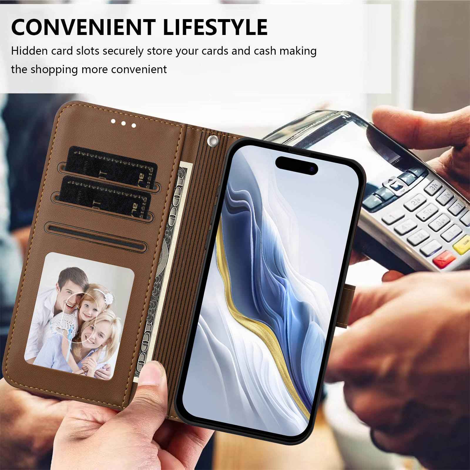 For Xiaomi 17 Pro Wallet Case with Wrist Strap Love Cat Pattern Imprint Leather Phone Cover - Brown