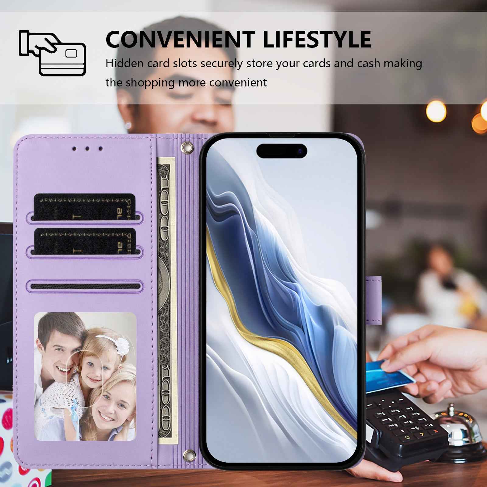 For Xiaomi 17 Pro Wallet Case with Wrist Strap Love Cat Pattern Imprint Leather Phone Cover - Light Purple