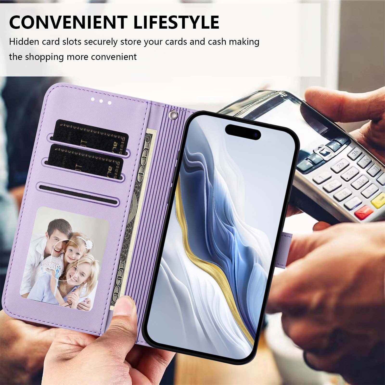 For Xiaomi 17 Pro Wallet Case with Wrist Strap Love Cat Pattern Imprint Leather Phone Cover - Light Purple