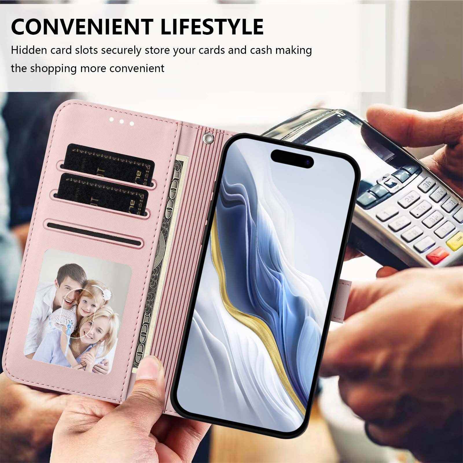 For Xiaomi 17 Pro Wallet Case with Wrist Strap Love Cat Pattern Imprint Leather Phone Cover - Pink