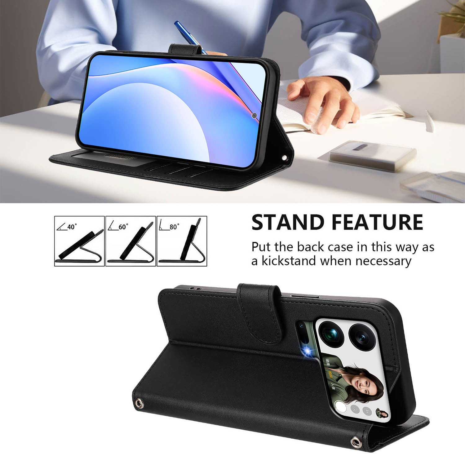 For Xiaomi 17 Pro Max Case Panda Imprint RFID Blocking Wallet Leather Phone Cover with Wrist Strap - Black